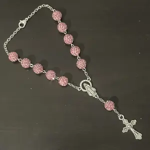 Pink Glam Rhinestone Car Rosary