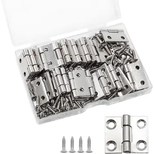 30 Pack Stainless Steel Folding Hinge,  Cabinet Hinge, Window Hinges Small Hinges with 120 count Screws for  Furniture/Cabinet Projects/DIY Enthusiasts(1 Inch)