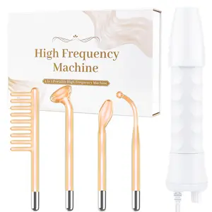 High Frequency  Wand -  Orange Portable Handheld High Frequency  Machine - with 4 count Orange Glass Tubes - at Home Skin Face Wand Device