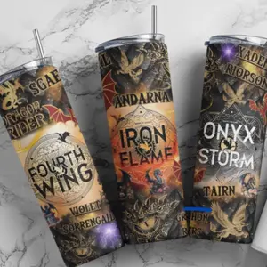 Fourth Wing/Iron Flame/Onyx Storm 20 oz skinny tumbler with straw