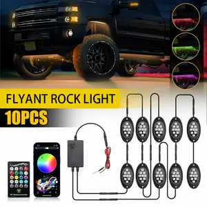Rock Lights for Trucks, 10 Pods RGB LED Rock Lights with APP/Remote Control & Music Mode, High Bright Multilcolor Waterproof IP68 Rock Neon Light Kits for Pickup Off Road RZR SUV ATV UTV Car