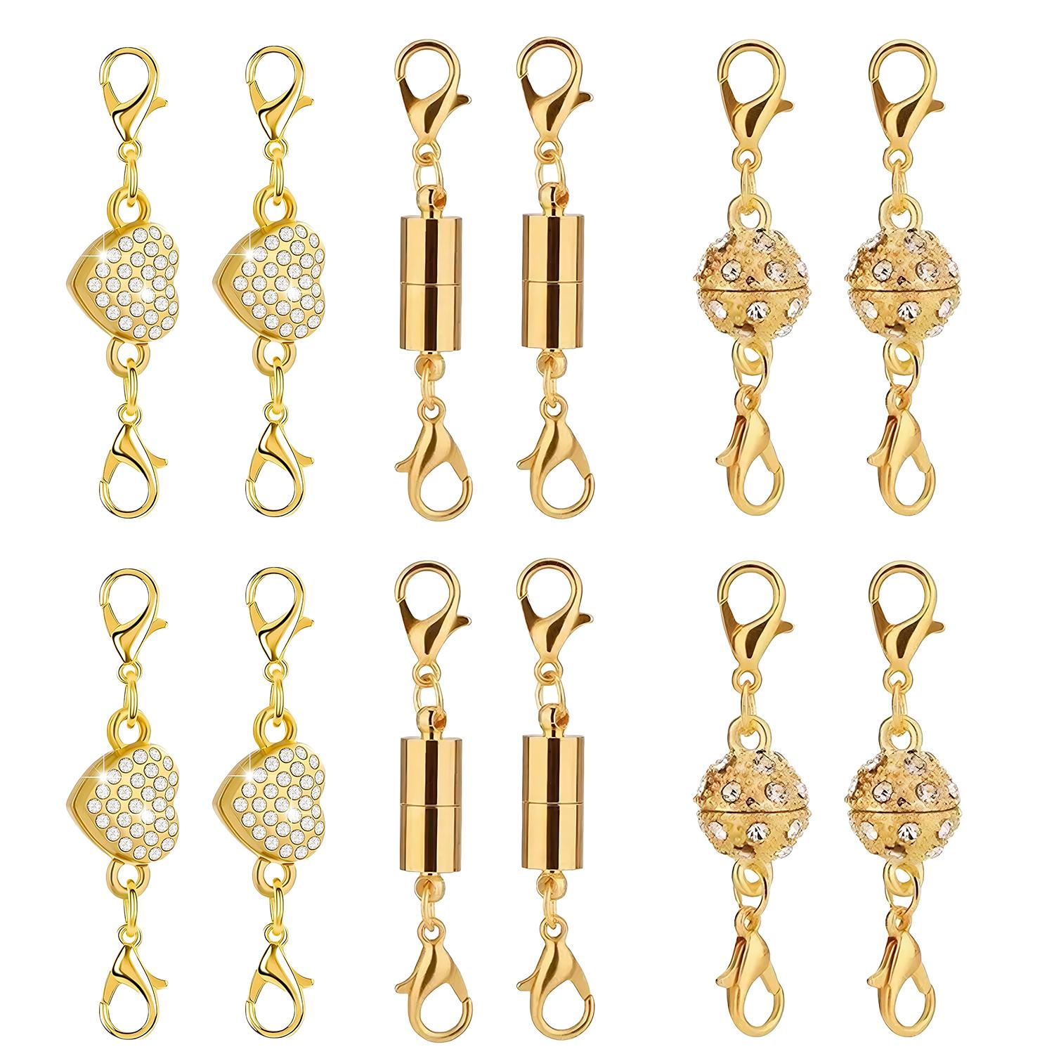 12 Pack Magnetic Necklace Clasps and Closures Necklace Jewelry Extender with Strong Magnet Magnetic Gold and Silver Plating Gift Bracelet Necklaces Chain Converters