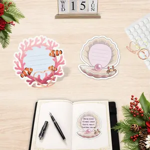 YOOMA Kawaii Sea Creature Sticky Notes,Cute Memo Pads for Daily Planning, Perfect for Daily Planner, Reminders,Sticky Notes for Daily Convenience and Quick Notes, 100-Pack with100pcs Stickers+3pcs Mental Note Card Clip, Cute Animal Notepads