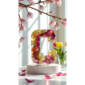 Custom LED Resin Letter with Dried Flowers | Real Dried Flowers | Personalized Floral Keepsake Gift | Holiday Decor | Gift for Home Decor