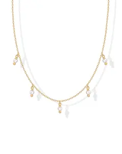 PAVOI 14K Gold Plated Chain Necklace for Women | 925 Sterling Silver Chain with 3x3mm Polished Shell Pearls