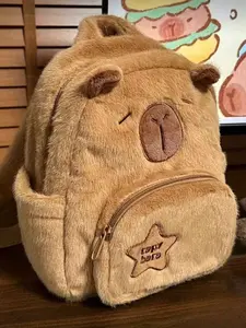 Cute Plush Cartoon Capybara Backpack, Fluffy Backpack, Lightweight Fashion Travel Casual Book Bag, Stylish Daily Use Shoulder Bag for Students, Stylish Daypack