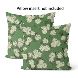 2PCS Sage Green Spring Pillow Cover, Yellow Hydrangea Decorative Pillow, Retro Floral Seasonal Summer Outdoor Decorative Pillowcase, Linen Polyester Sofa Cushion Cover