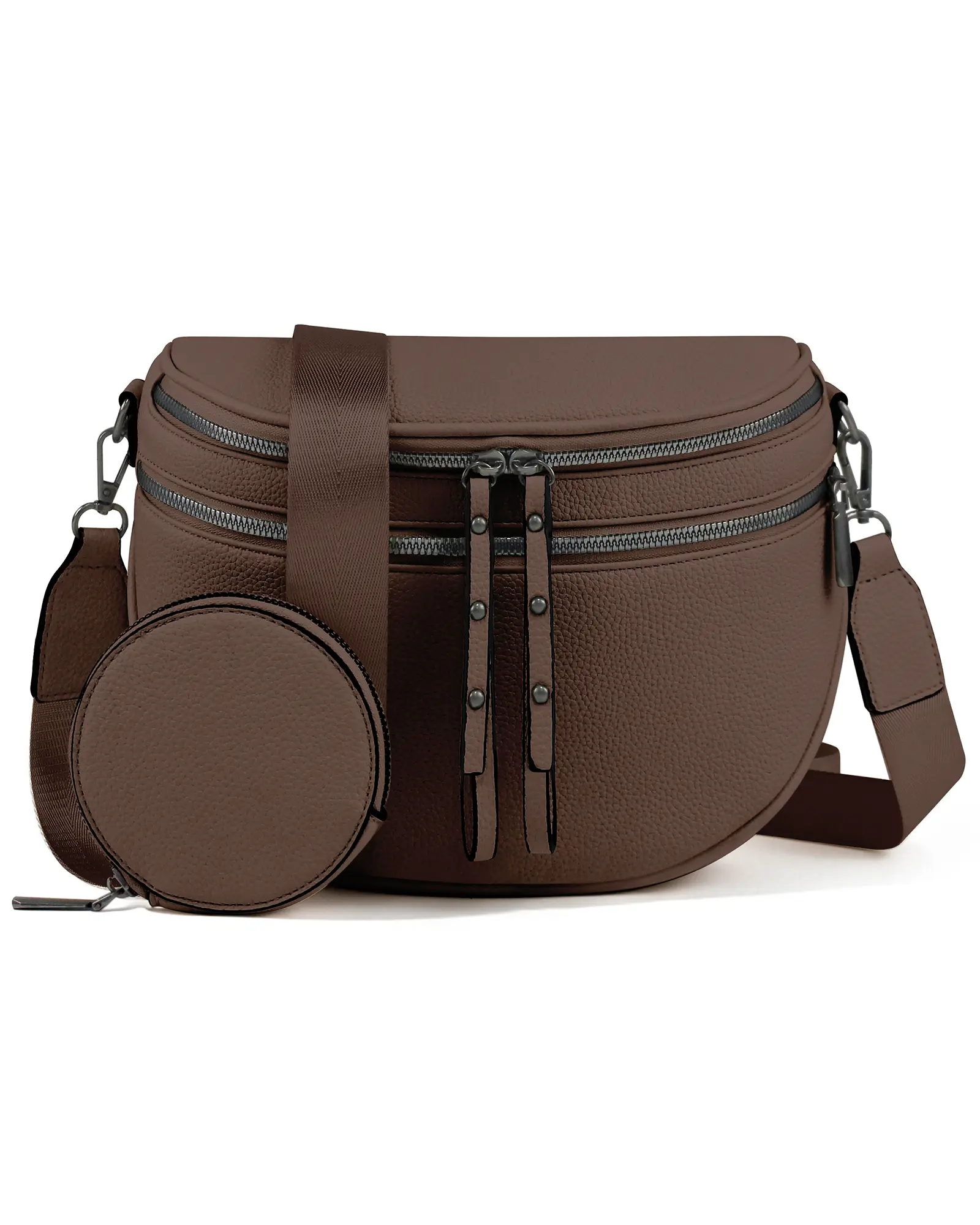 CHERUBEL Women's 2026 Retro Plain Shoulder Handbag - Large Nylon Bum Bag with 2-zip Convenience, Adjustable Shoulder Strap, Coin Purse, Casual Crossbody Bag for Work Days with Hands-free Convenience