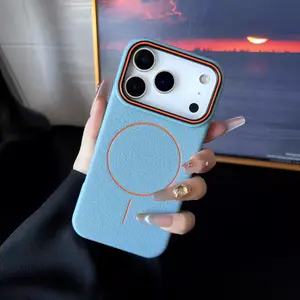 High Quality Lychee Patterned Leather Phone Case, With A Delicate And Non Slip Touch, Paired With A Minimalist Contrasting Magnetic Ring Design, Combines High-End Texture And Practical Functions, Suitable for iPhone17 16 15 14 13 12 Max Plus Pro