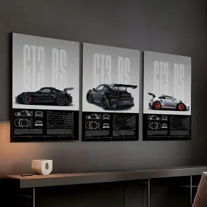 GT3 RS Car Poster Canvas Print Car Art Wall Decor for Home Room Living Room Bedroom Office Artwork