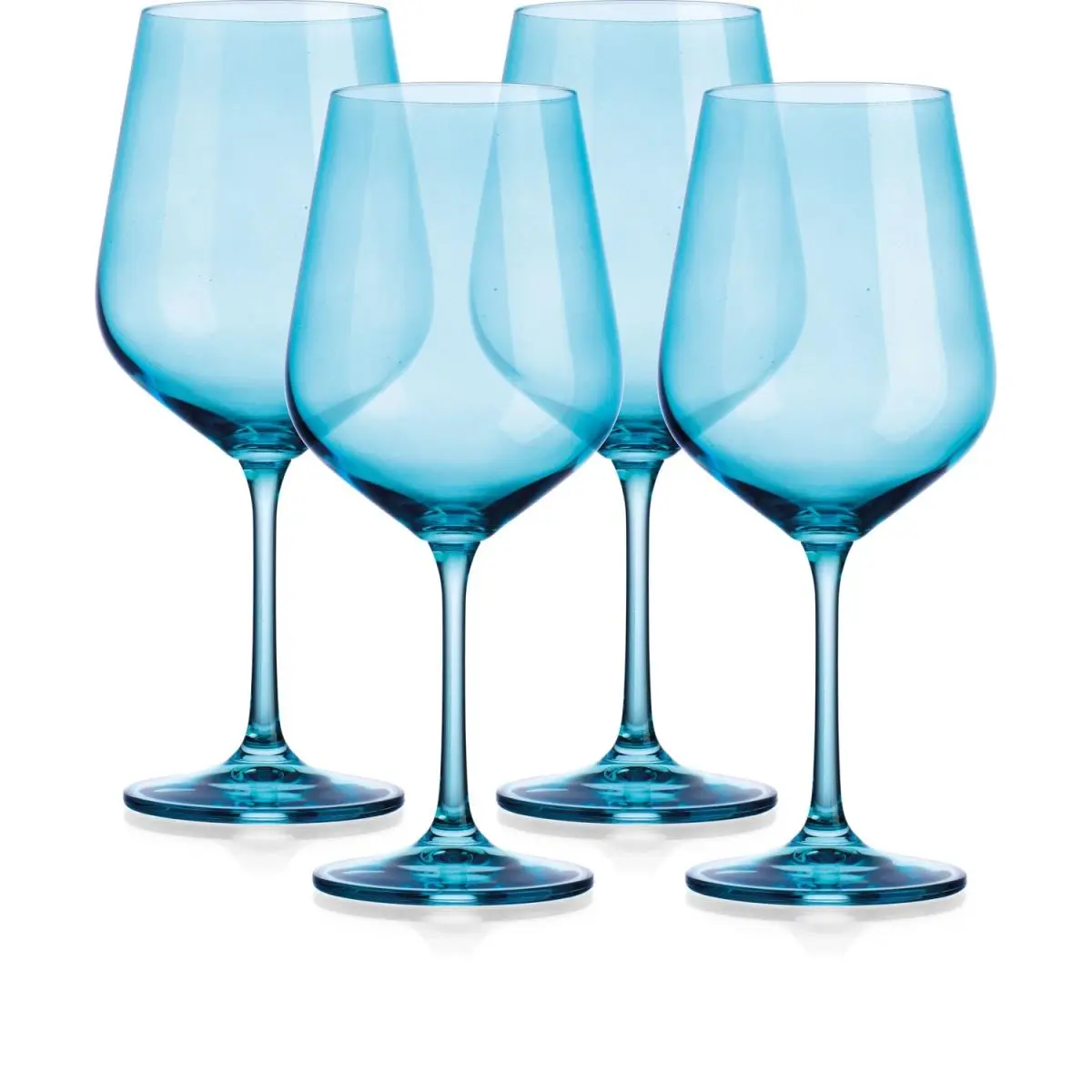 Translucent Large Wine Glasses, Aqua Blue - Set of 4