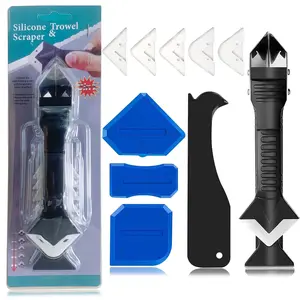 Caulking Tool Caulk Remover 3 in 1 (Stainless Steelhead), Sealant Finishing Tool Grout Scraper, Reuse and Replace 5  Pads,  Tools for Kitchen Bathroom Window, Sink Joint