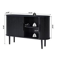 Black Oval Fluted Slide Door Cabinet