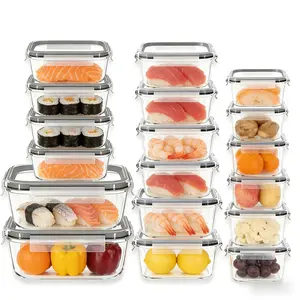Airtight Lids 18 Pack Glass Food Storage Containers,High-Quality Meal Prep Glass for Office Lunch,Microwave Oven Freezer Dishwasher Safe,BPA Free