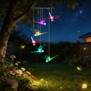1Pc 2Pc Quantity Options Solar Dragonfly Wind Chime 7 Color Changing Wind Chime For Outside IPX4 Waterproof Outdoor Garden Yard Decor#space saving#homeupgrade
