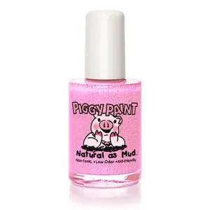 Piggy Paint Tickled Pink Glitter Light Pink 0.5oz Non-toxic Odorless Water-based Formula Cruelty-free Vegan Nail Polish