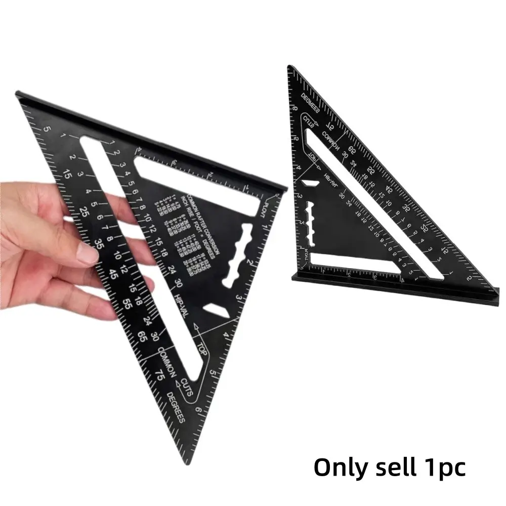 7-inch aluminum alloy triangle ruler, woodworking measuring square ruler, multifunctional triangle tool, decoration tool protractor, used for woodworking and drawing, accurate angle measurement, woodworking tool multifunctional, Portable Measuring Tool