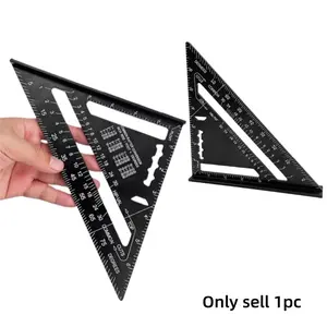 7-inch aluminum alloy triangle ruler, woodworking measuring square ruler, multifunctional triangle tool, decoration tool protractor, used for woodworking and drawing, accurate angle measurement, woodworking tool multifunctional