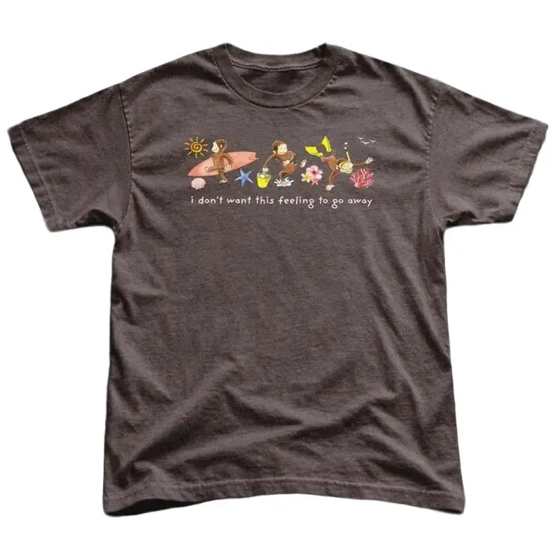 Gildan Men's And Women's T-Shirt, Summer Curious George Tee, Animal T-Shirt, Unisex Vintage Graphic Tees Gothic Grunge Y2K Emo Scene Amity Affliction Style Clothes Men Women Streetwear Summer