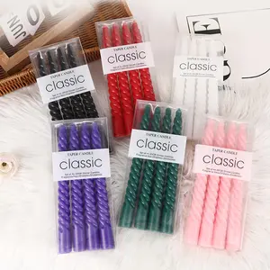 Colorful Spiral Candle Set, 4 Counts/box Romantic Smokeless Birthday Candles, Decorative Candle for Wedding & Party & Home Decor, Ornaments