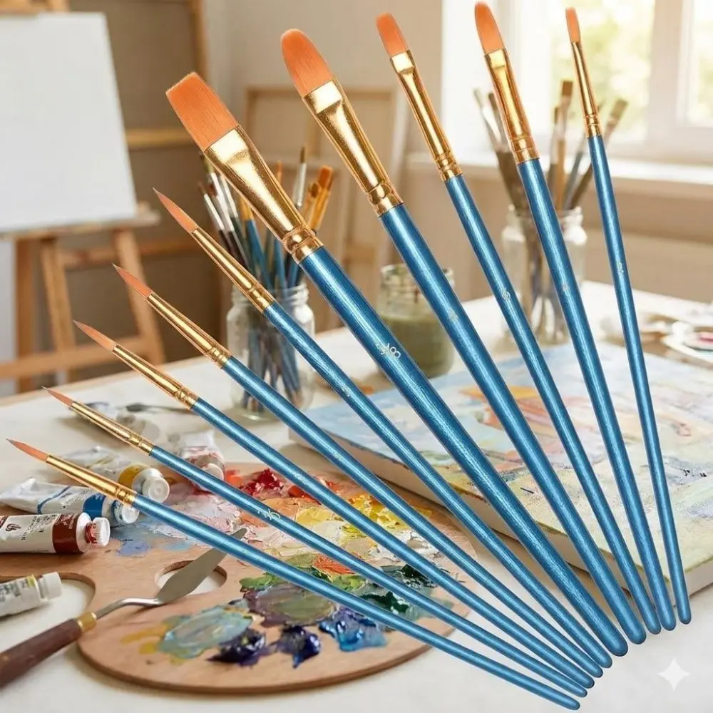 Professional Acrylic Watercolor Brush Set: Durable Reinforced Ferrule, Fast-Drying, Portable & Easy Clean. Essential for Students, Artists & Outdoor Sketching. Studio-Grade Anti-Shedding Tools.