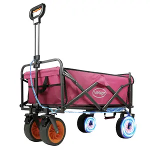 Veargo Electric Utility Garden Camping Folding Wagon Tailgate - 12.6V 2.5Ah Battery Manual or Electric - 150 lbs Capacity - Durable Steel Frame - Versatile for Camping & Gardening