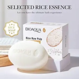 Bioaqua Rice Raw Pulp Essence Soap. Experience the natural power of rice raw pulp skin care, a gentle yet effective formula designed to deeply hydrate, nourish your skin