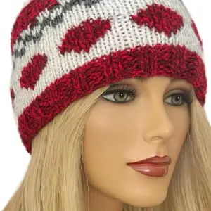 Hand Knits 2 Love Headband Bandana Headwrap Fair Red and White Knitted Design for Stylish Wear