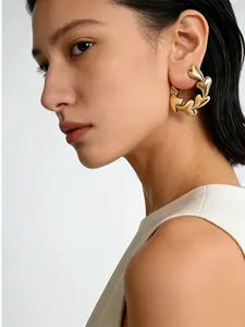 18k Gold Plated Heart Earrings for Women, Fashion Statement Jewelry, Summer Vacation Accessory, Perfect Gift for Valentine's Day and Birthday