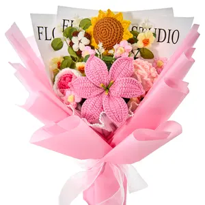 Mother’s Day Gift, YShomy Handmade Crochet Flower Bouquet with Premium Materials, Eco-Friendly, Graduation Gift, Birthday, Anniversary Gift for Her, Girlfriend, Wife, Friend, Includes Card, Decorative, Perfect Gift