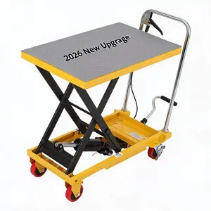 Manual Hydraulic Scissor Lift Table - Load Capacity 1100 LB - Lifting Height Adjustable, up to 35.4 Inches - Heavy-Duty Non-Slip Platform - with 4 Wheels - Material Handling Equipment