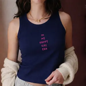 In My Happy Girl Era Shirt – Self Love Aesthetic Tank Top – Cute Minimal Graphic Tee for Women