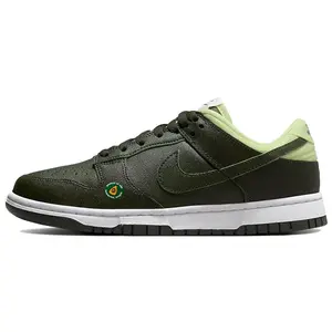 Nike Dunk Low Avocado Women's Textured Leather Shoes with Redwood Green Stitching and Avocado Pattern Side Panel flats
