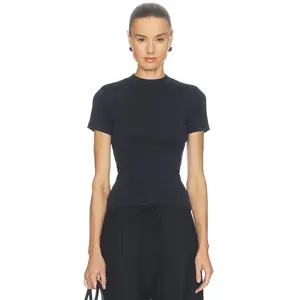 EAVES Bonnie High Neck Baby Tee in Black