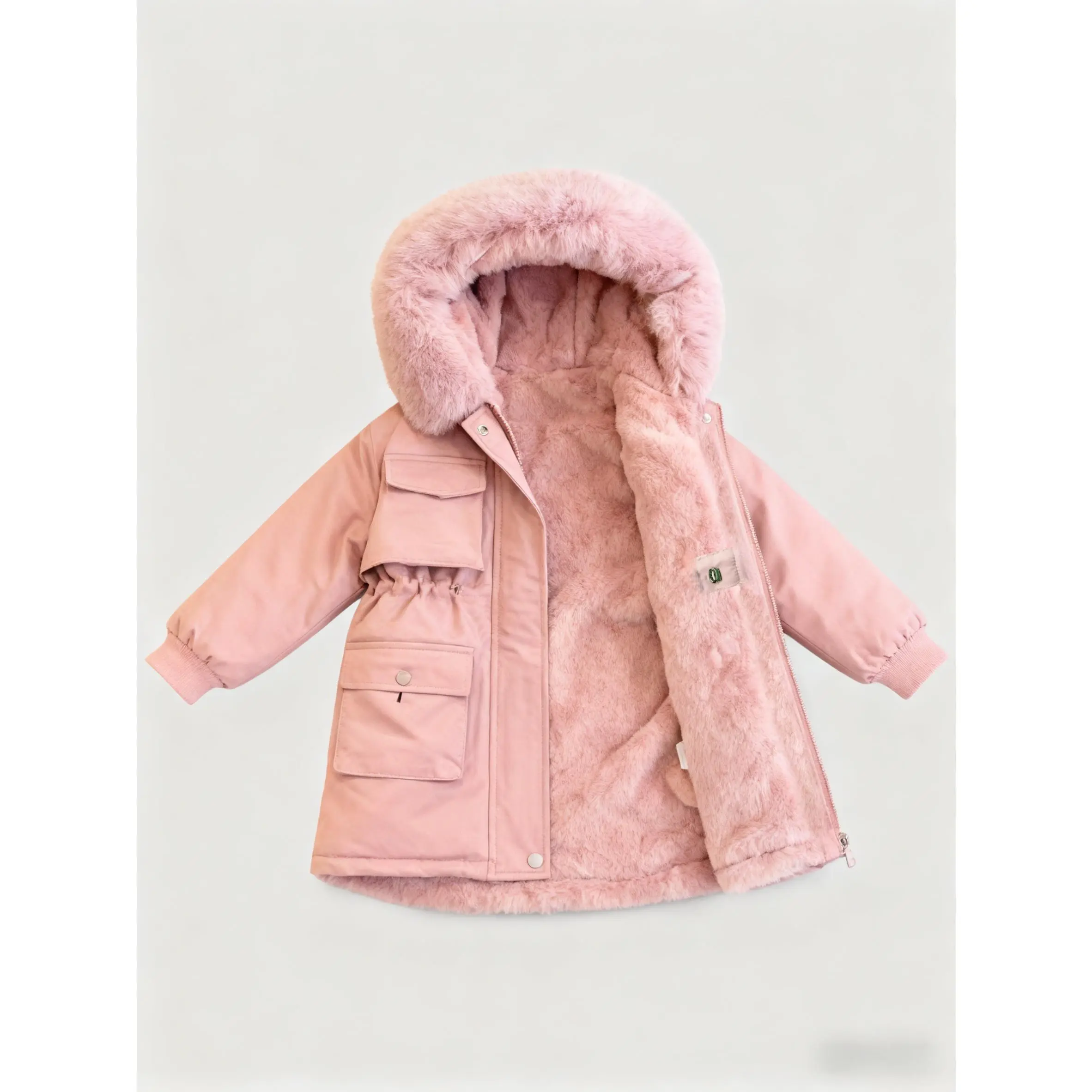 2026 New Winter Fashion Coat for Girls, Thickened And Fleece-Lined Parka for Girls Aged 3 to 12, Suitable for Export