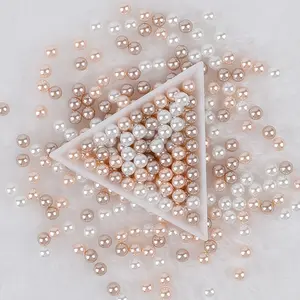 100pcs Elegant Rose Golden & White Faux Pearl Confetti - Plastic Pearl Decorations for Party Scatter, Gift Fillers, and Craft Embellishments, Bead Mix