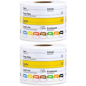 Restaurant Quality Shelf Life  Rotation Labels Vinyl, 2" x 3" Self-Adhesive Removable Freezer  Labels Stickers,  for  Containers,  Date Sticker (Large, Count, 2)