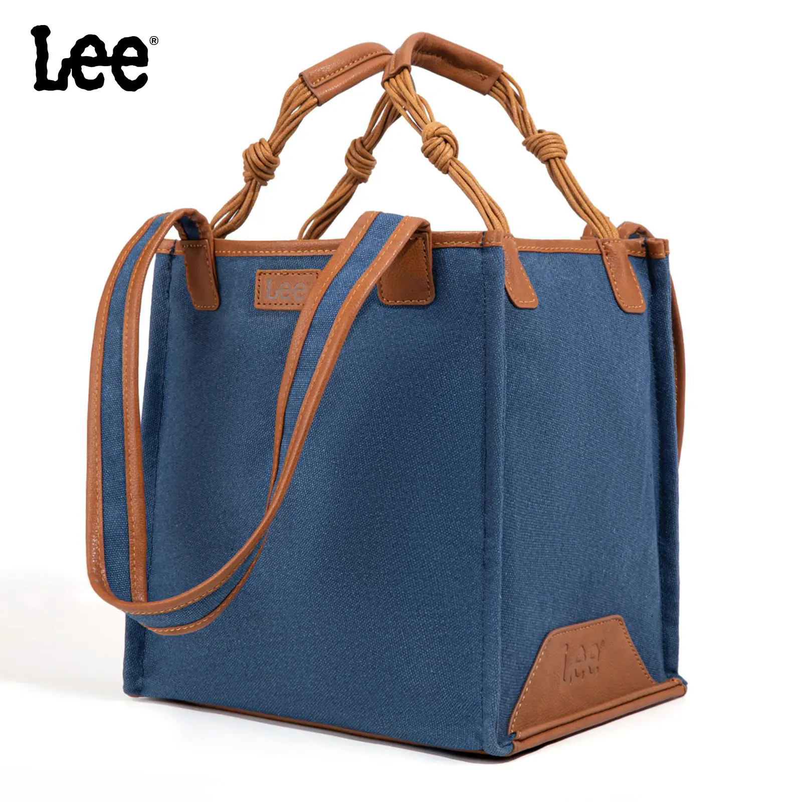 Lee Canvas Tote Bag for Women Square Shoulder Handbag with Multiple Pockets for Work and Travel