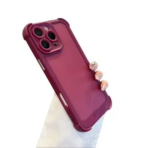 Matte Skin-Friendly Shockproof Phone Case, 4-Corner Drop Protection Semi-Transparent Protective Cover for iPhone 17promax 17Air 16pro 15plus 14pro 13promax，5 neutral