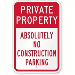 Aluminum Parking Sign for No Construction Zone 8x12 Inch Heavy Duty Weatherproof Outdoor Sign Durable Metal Signage for Safety and Traffic Control