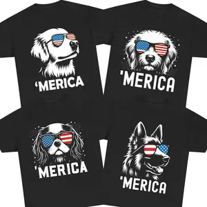 'Merica Dog 4th of July Shirt - 20 Breeds Available, Patriotic Dog Mom & Dad Gift, 4th of July Graphic Tee, Unisex Heavy Cotton Dog Lover Shirt Menswear, Funny Shirt, Casual Streetwear Top