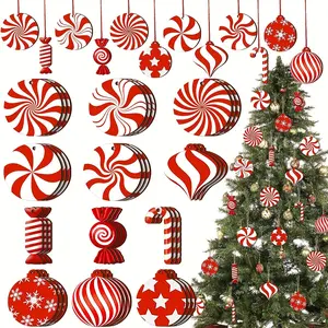 36-Piece Cane Sugar Candy Christmas Party Decoration Set, Tree Ornaments & Staircase Decorations, Indoor & Outdoor Holiday Decor
