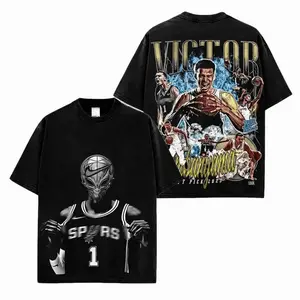 The Alien Victor Wembanyamaaa Graphic Shirt Hector Banana-Bread & French Vanilla Spurs Nation Basketball Tee Oversized U Cozy Cotton Tee