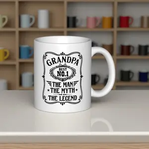 1pc Grandpa Best No 1 The for Man The Myth The Legend Ceramic Coffee Mug 11oz Novelty Gift for Grandpa & Grandma Reusable & Dishwasher Safe Perfect for Hot Beverages Summer