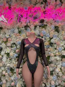 Bottlegirl Outfit Black Metallic Bodysuit