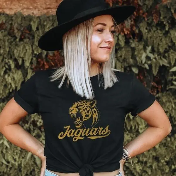 Jaguars Mascot Shirt, Softball, Baseball, football Shirt for women, retro graphic mascot Unisex Jersey Short Sleeve Tee T-shirt