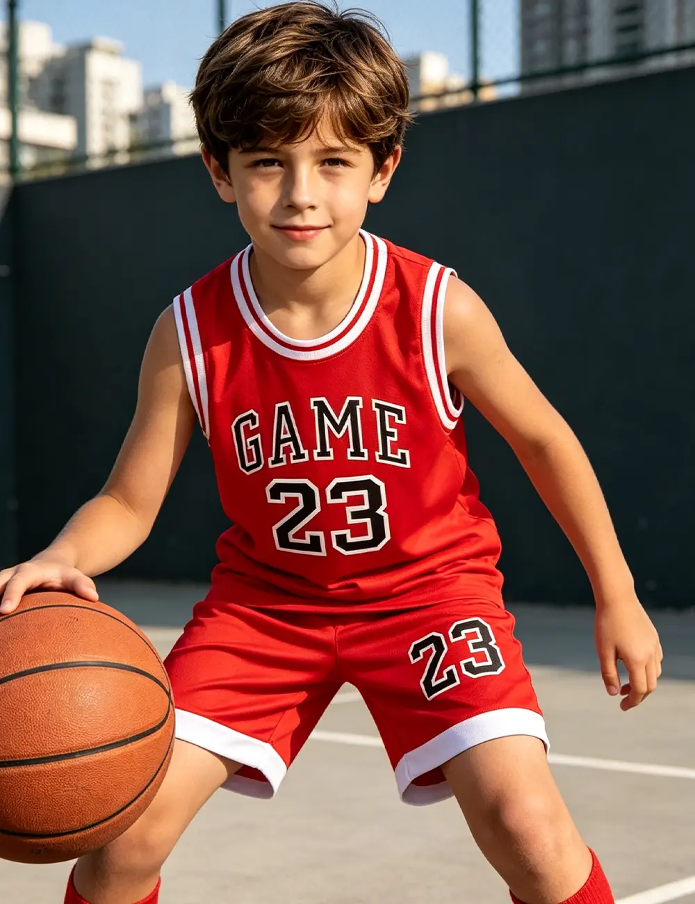 Toddler Basketball Jersey, Boys Streetwear Active Basketball Set Kids Sleeveless Jersey 23 Graphic Shorts Summer Outfit