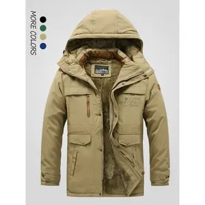 Men's Letter Print Pocket Zipper Removable Hooded Jacket, Regular Fit Casual Long Sleeve Thermal Lined Outerwear for Winter, Men's Clothes for Daily WearFOOS