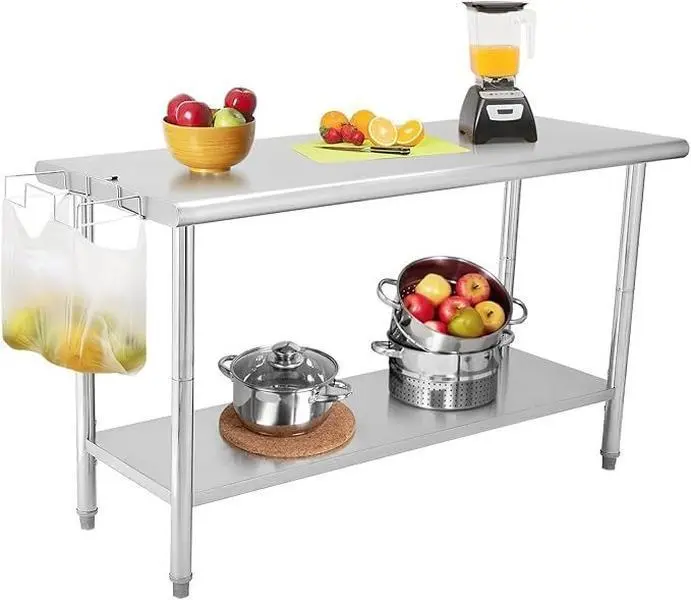 60x24x35 Inch Stainless Steel Table, NSF Heavy Duty Worktable with Adjustable Undershelf, Commercial Metal Prep Table for Kitchen, Restaurant Hygienic Large Capacity