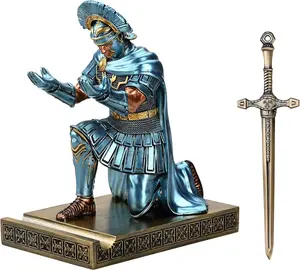 Centurion Cloak Warrior Knight Pen Holder Mobile Phone Stand Desk Organizers and Accessories as  for Office and  (Blue)